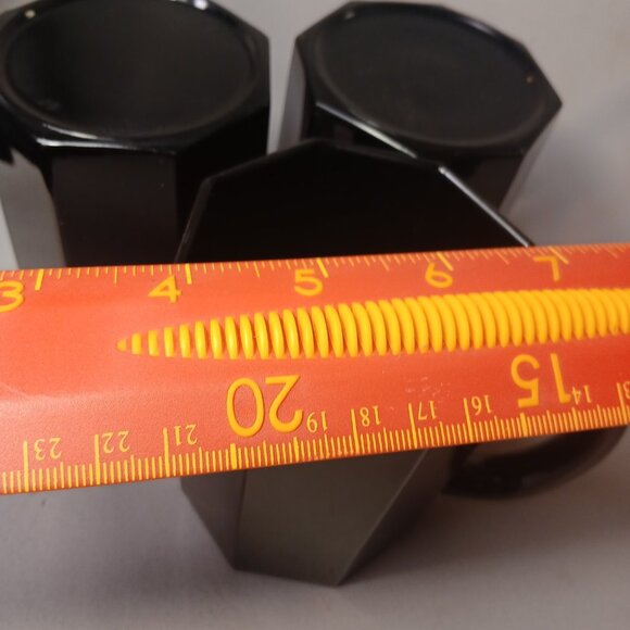 3 Arcoroc Octime Black Glass Octagon Coffee Mugs Tea Cups Vintage MCM France - Picture 9 of 16